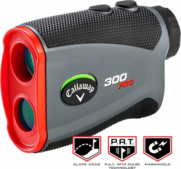 Callaway 300 Pro Laser Rangefinder featuring Slope Mode and P.A.T. for precise golf distance measurement