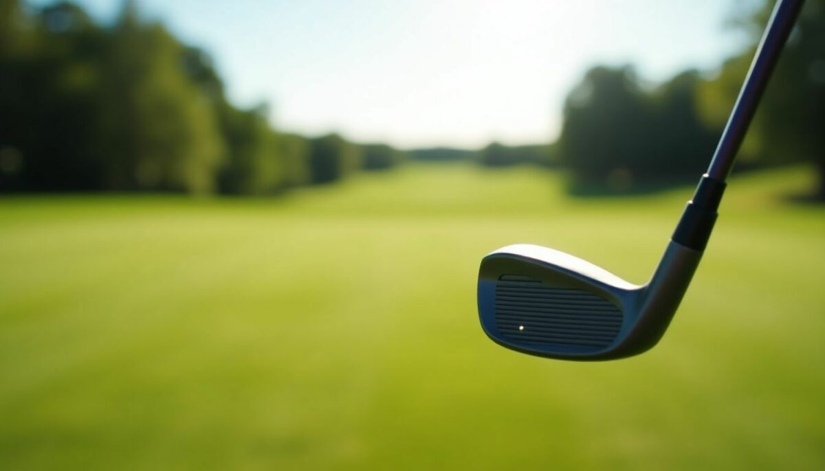 A set of women's Callaway REVA golf clubs on a pristine course.