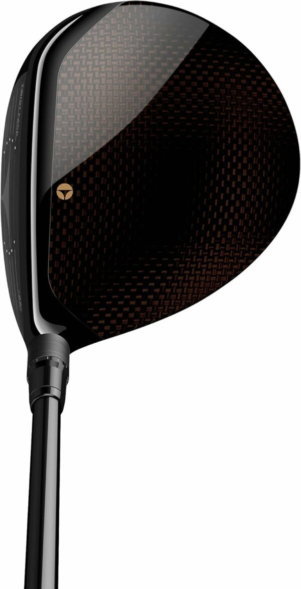 Modern golf driver featuring a glossy carbon fiber head and advanced design for optimized weight and performance