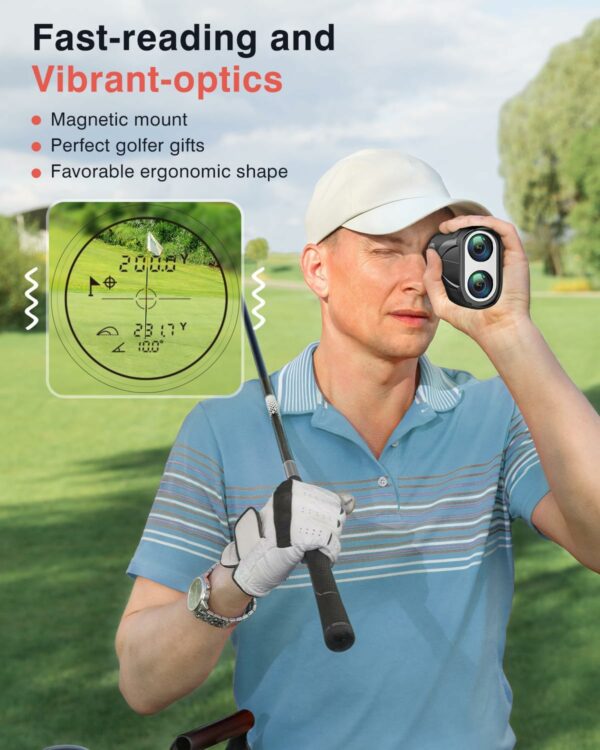 Golf Rangefinder with Slope 1300Y Laser 7X Zoom Flag Lock Vibration Rechargeable with Magnet GLASKSSM-01 - Image 4