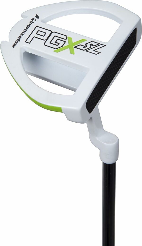 PGX SL golf putter with mallet-style head in white finish featuring green and black accents for optimal balance and alignment