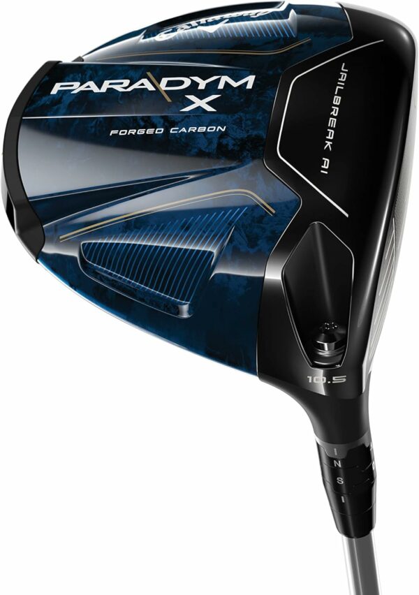 Callaway Paradym X golf driver featuring 10.5-degree loft, Forged Carbon construction, and AI-designed Jailbreak technology for optimal performance