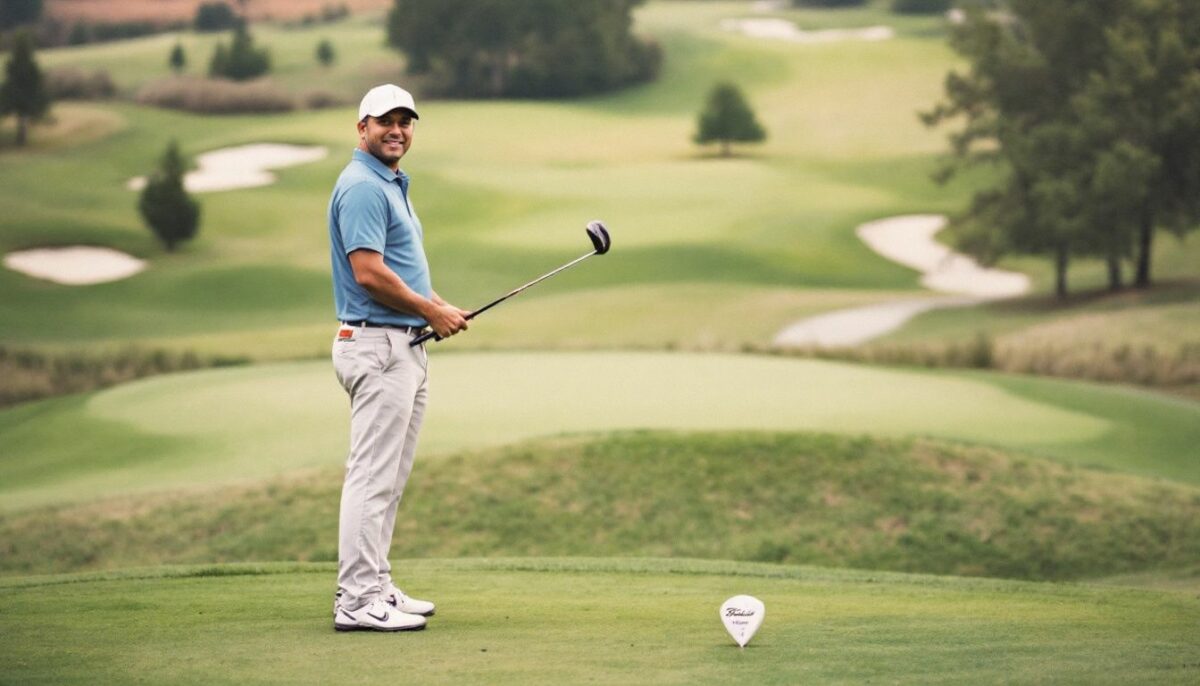 A golfer confidently holds a Callaway Paradym X driver on a tee box.