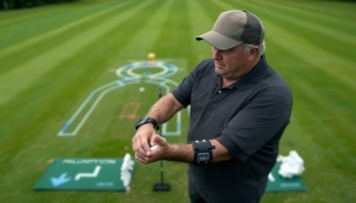 A mid-40s golfer uses HackMotion Wrist Sensor to improve swing.